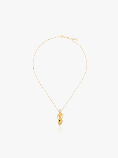 Shop Anissa Kermiche Womens 107 - Metallic 18k Yellow Gold Pauline Pearl Body Pendant Necklace