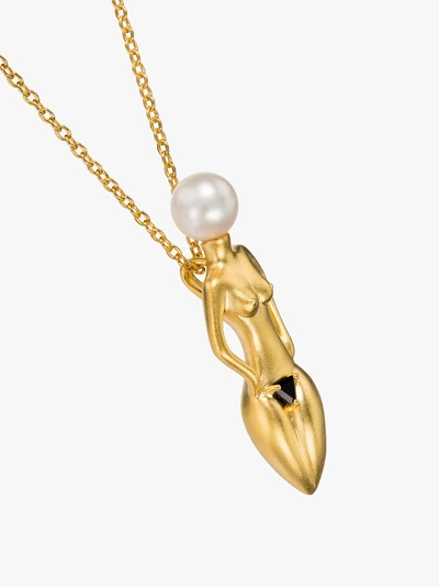 Shop Anissa Kermiche Womens 107 - Metallic 18k Yellow Gold Pauline Pearl Body Pendant Necklace
