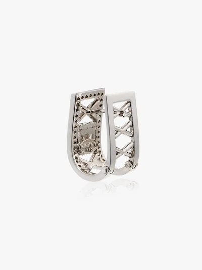 Shop Mindi Mond 18k White Gold Clarity Lattice Diamond Hoop Earrings In Metallic