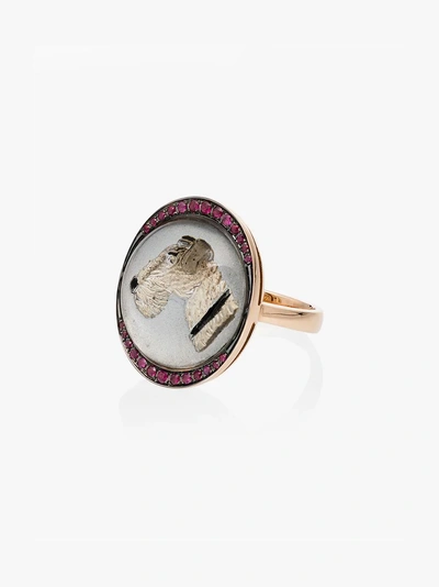 Shop Francesca Villa 18k Yellow Gold Crystal Woof Woof Ring In 108 - Multicoloured