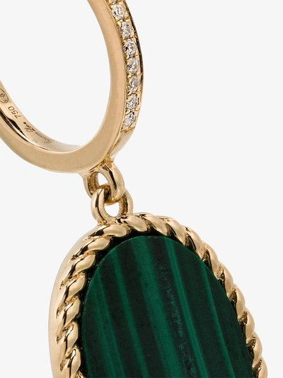 Shop Yvonne Léon 18k Yellow Gold Oval Malachite And Diamond Hoop Earring