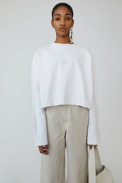 Acne Studios White Cotton Logo Sweatshirt In Embossed-logo Sweatshirt |  ModeSens