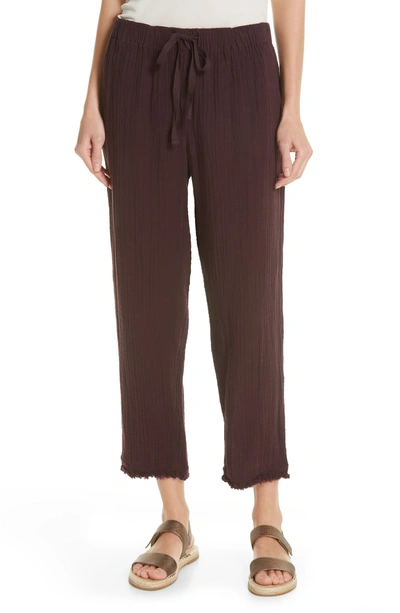 Shop Eileen Fisher Drawstring Organic Cotton Crop Pants In Cassis