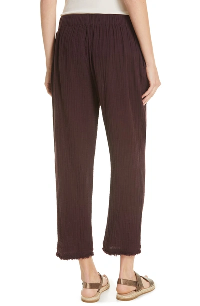 Shop Eileen Fisher Drawstring Organic Cotton Crop Pants In Cassis