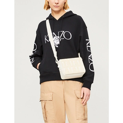 Shop Kenzo Embroidered Logo And Rose Cotton-jersey Hoody In Black