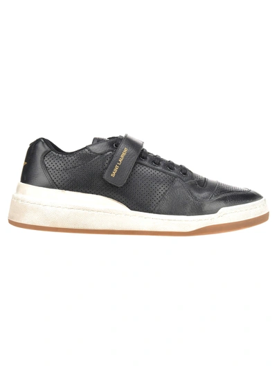 Shop Saint Laurent Sl24 Used-look Sneakers In Black