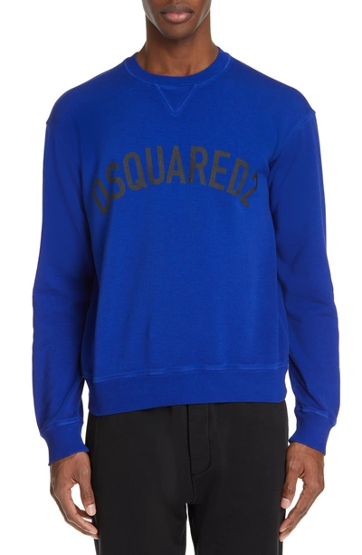 Shop Dsquared2 Garment Dyed Logo Sweatshirt In Blue