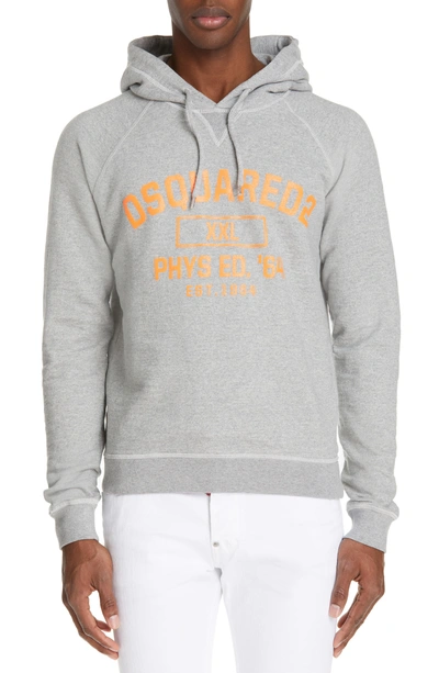 Shop Dsquared2 Varsity Logo Hooded Sweatshirt In Grey