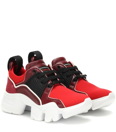 Shop Givenchy Low Jaw Leather-trimmed Sneakers In Red