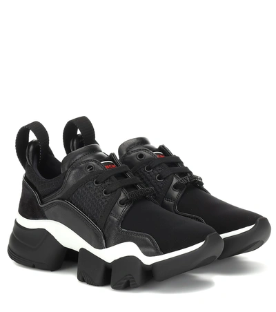 Shop Givenchy Low Jaw Leather-trimmed Sneakers In Black