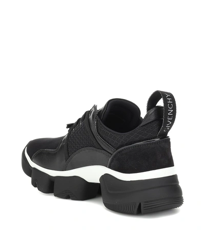 Shop Givenchy Low Jaw Leather-trimmed Sneakers In Black