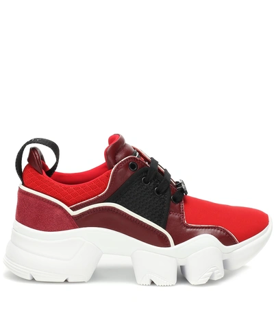 Shop Givenchy Low Jaw Leather-trimmed Sneakers In Red