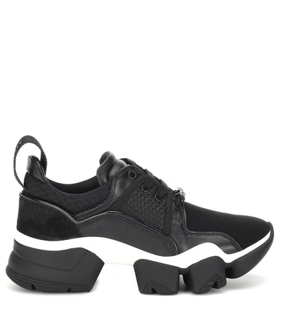 Shop Givenchy Low Jaw Leather-trimmed Sneakers In Black