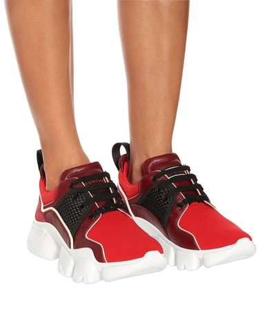 Shop Givenchy Low Jaw Leather-trimmed Sneakers In Red