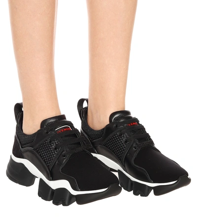 Shop Givenchy Low Jaw Leather-trimmed Sneakers In Black