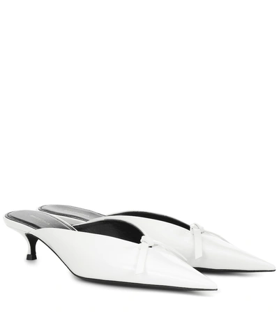 Shop Balenciaga Knife Patent Leather Mules In White