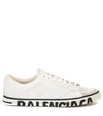 Shop Balenciaga Match Leather Sneakers In White