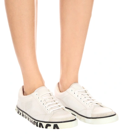 Shop Balenciaga Match Leather Sneakers In White