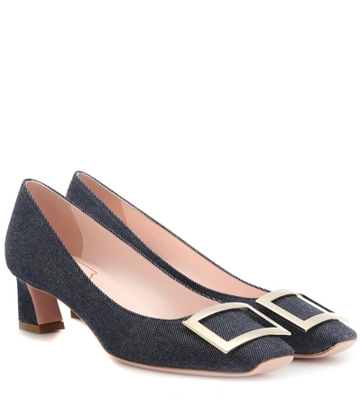 Shop Roger Vivier Trompette 45 Denim Pumps In Blue