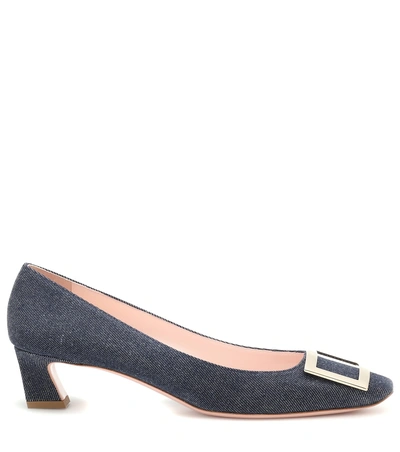 Shop Roger Vivier Trompette 45 Denim Pumps In Blue