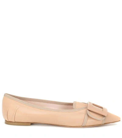 Shop Roger Vivier Soft Gommettine Leather Ballet Flats In Pink