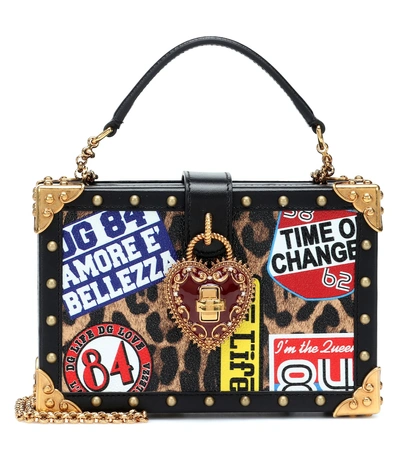 Shop Dolce & Gabbana My Heart Printed Leather Shoulder Bag In Multicoloured
