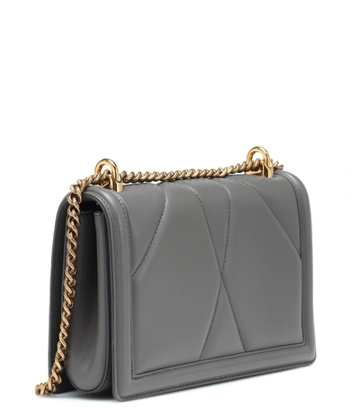 Shop Dolce & Gabbana Medium Devotion Leather Shoulder Bag In Grey