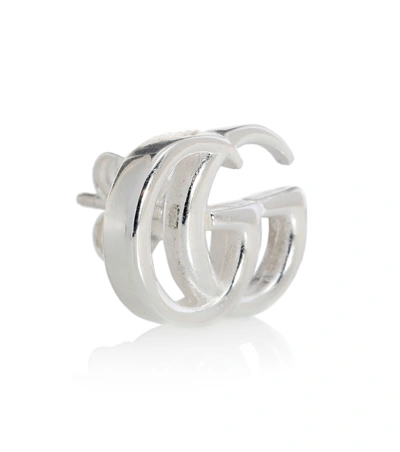 Gucci Gg Marmont & Flower Mismatched Sterling Silver Stud Earrings In Silver