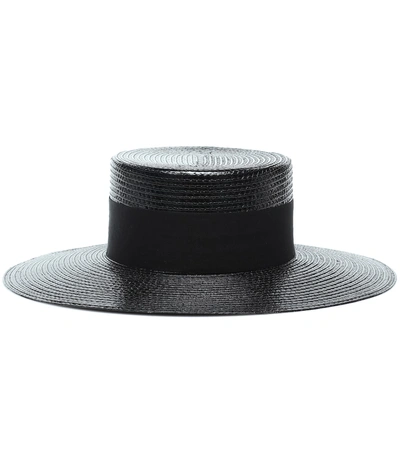 Shop Saint Laurent Wide-brimmed Straw Hat In Black