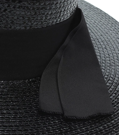 Shop Saint Laurent Wide-brimmed Straw Hat In Black