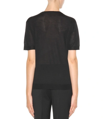 Shop Prada Virgin Wool Top In Black