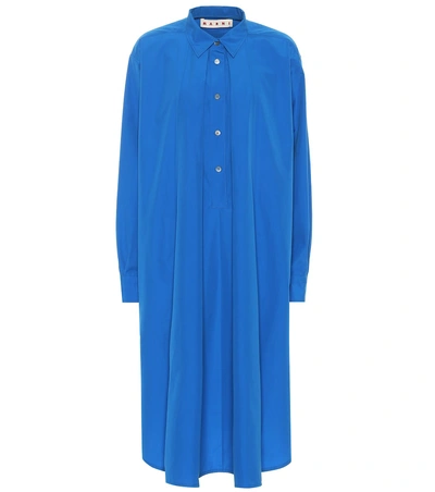 Shop Marni Cotton Shirt Dress In Blue