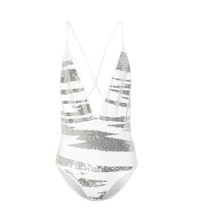 Shop Missoni Sequined Swimsuit In White