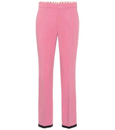 Shop Gucci Stretch Crêpe Mid-rise Pants In Pink