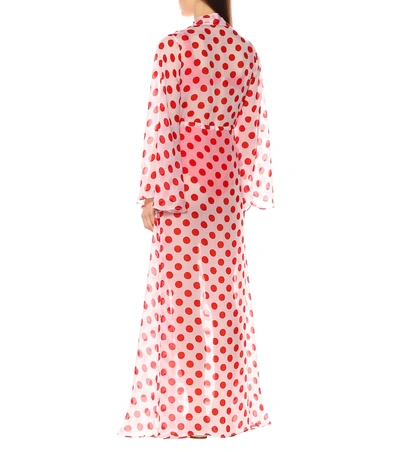 Shop Alexandra Miro Betty Dotted Chiffon Gown In Red