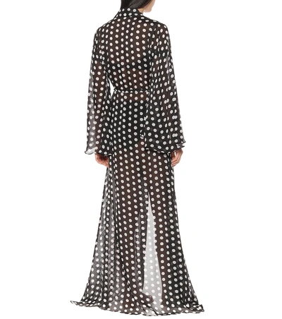 Shop Alexandra Miro Betty Dotted Chiffon Gown In Black