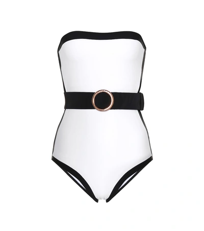 Shop Alexandra Miro Whitney Belted Swimsuit In White
