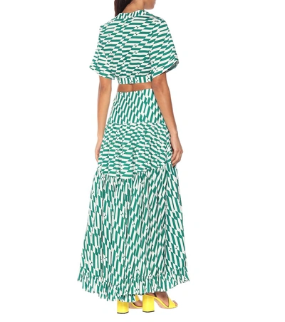 Shop Alexandra Miro Penelope Printed Cotton Maxi Skirt In Green