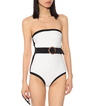 Shop Alexandra Miro Whitney Belted Swimsuit In White