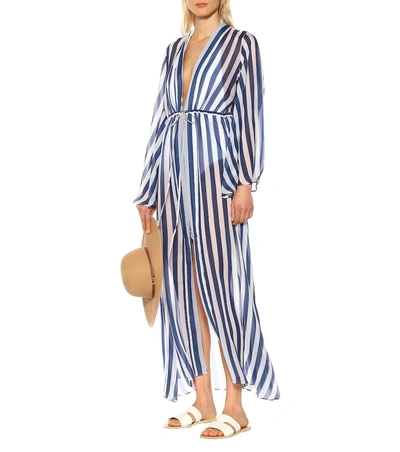 Shop Alexandra Miro Betty Striped Chiffon Gown In Blue