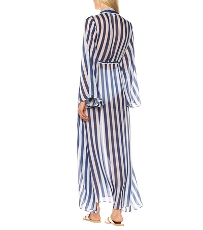 Shop Alexandra Miro Betty Striped Chiffon Gown In Blue