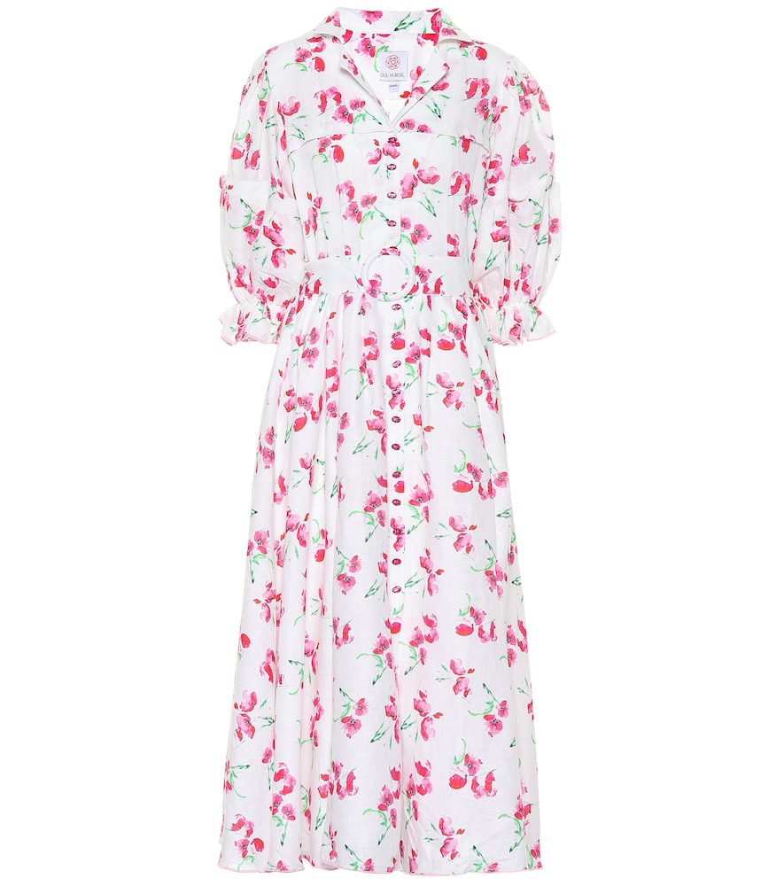 GÜl HÜrgel Floral Linen Midi Dress In Pink | ModeSens