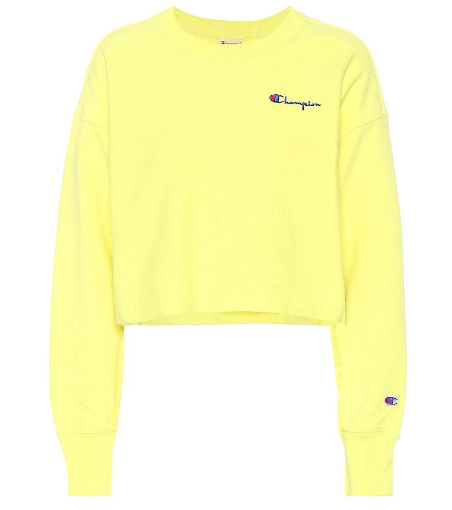 yellow champion hoodie cropped