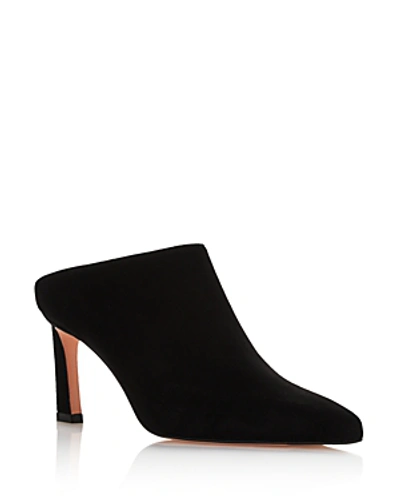 Shop Stuart Weitzman Women's Mira Pointed Toe High-heel Mules In Black Suede