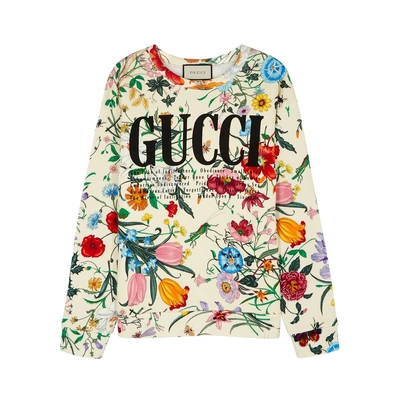 Shop Gucci Floral-print Cotton Sweatshirt