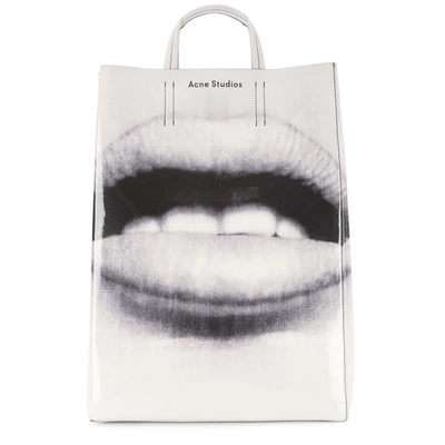 Shop Acne Studios Baker Large Printed Leather Tote In Black And White