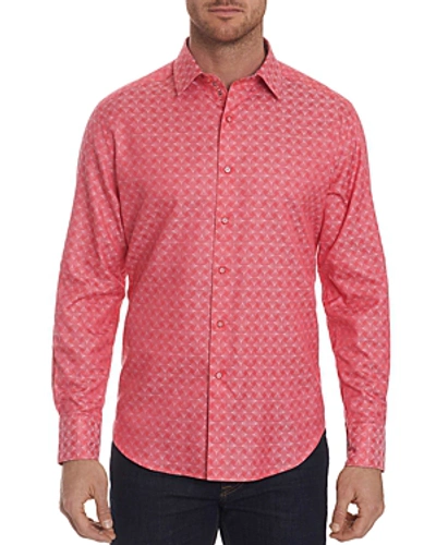 Shop Robert Graham Diamante Tonal-print Classic Fit Shirt In Rose