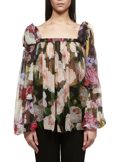 Shop Dolce & Gabbana Floral Print Blouse In Basic