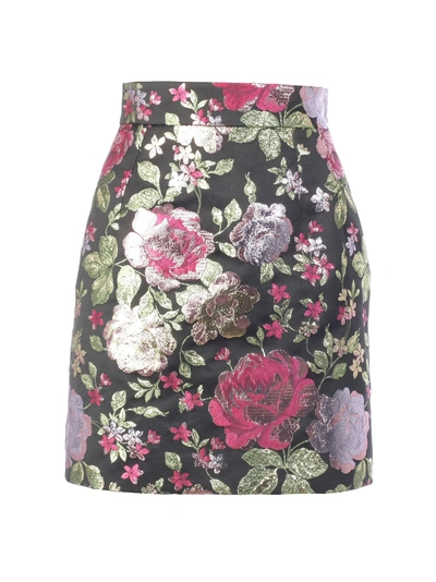 Shop Dolce & Gabbana Floral Lame Jacquard Skirt In Multi