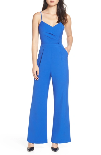 Shop Adelyn Rae Tierney Sleeveless Pleated Jumpsuit In Persian Blue